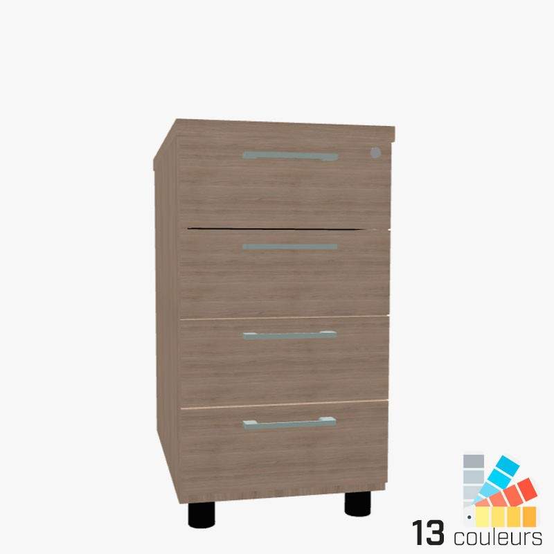 Caisson de rangement - 4 tiroirs en métal. 13 coloris au choix