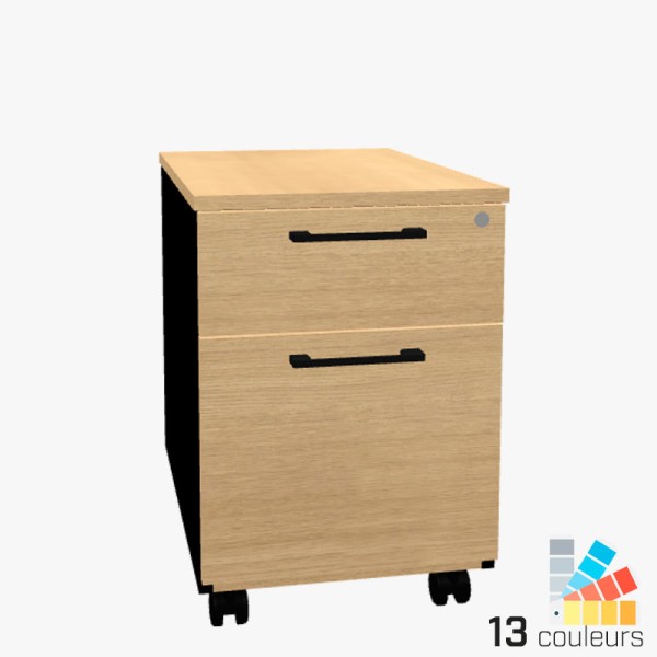 Caisson de bureau à roulettes - 2 tiroirs L 40.2 x H 58.6 cm - Basic