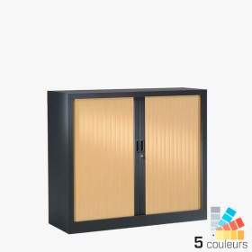 Armoire mi-haute à rideaux bois - H.120 x L.80/100/120 cm