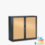 Armoire mi-haute à rideaux bois - H.120 x L.80/100/120 cm