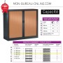 Armoire mi-haute à rideaux bois - H.120 x L.80/100/120 cm