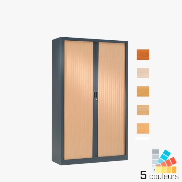 Armoire haute à rideaux bois - H.160 x L.80/100/120 cm