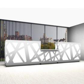 Banque d'accueil droite + PMR - Blanche - Lumineuse - Cristal