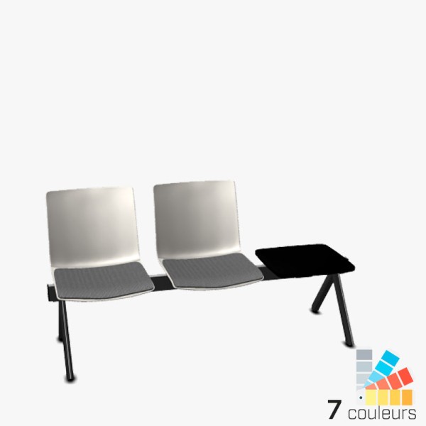 Banc d'accueil sans accoudoir avec plateau - 2 places - Shila
