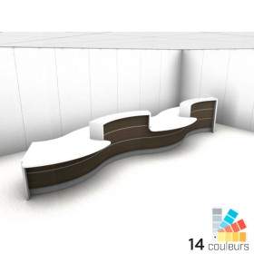 Banque d'accueil vague + PMR - Lumineuse L 6.35 m- Valve Comptoir de réception