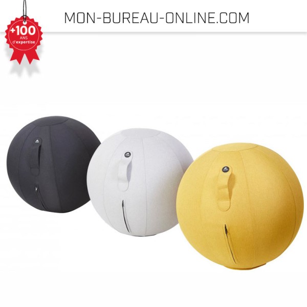 Leogreen Ballon De Yoga Ergonomique 75 Cm – Chaise De Grossesse Et Bureau – Housse En Lin Antidérapante, Poignée De Transport, Pompe Incluse – Gris (supporte 150 Kg)