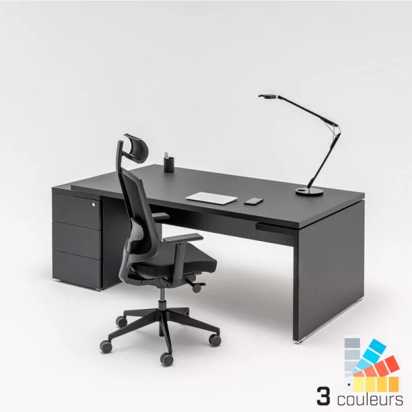 Bureau ergonomique avec retour sur caisson