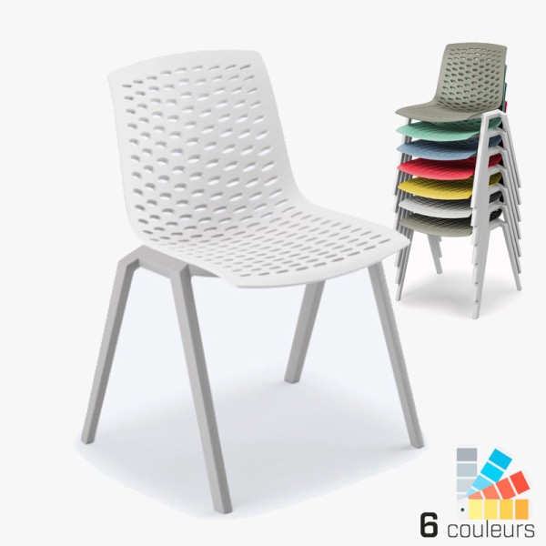 Chaise professionnelle anti-UV - Empilable - 6 coloris au choix