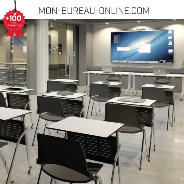 Table de formation individuelle pliante sur roulettes