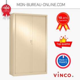 Armoire métallique à rideaux beige