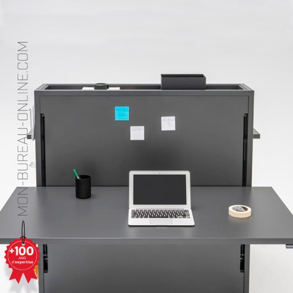 Bureau sur pied réglable en bois, bureau d'ordinateur, poste de travail à  mémoire ergonomique, bureau assis, gris, 48 po
