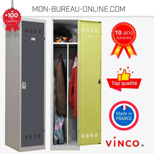 Vestiaire Industriel Beliani 1 Porte Jaune - 185x50x38cm - Acier - Verrouillable - 5 Étages
