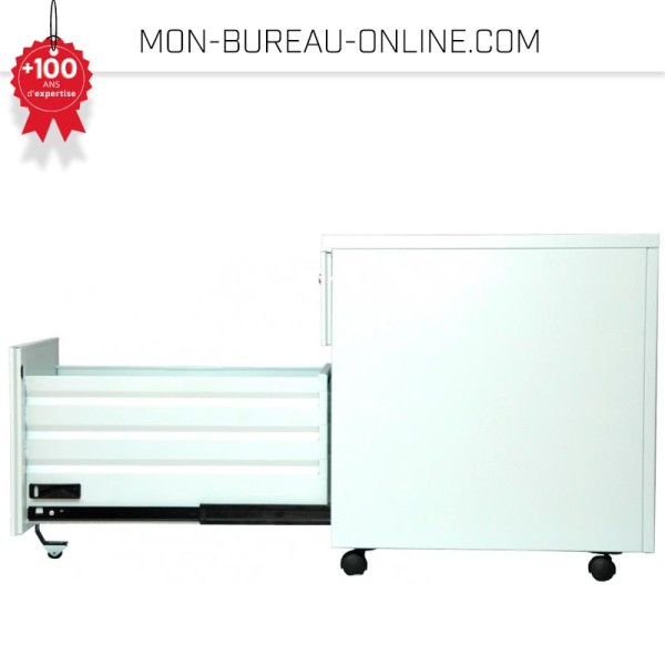 Caisson de bureau à 2 tiroirs pour dossiers suspendus - Blanc