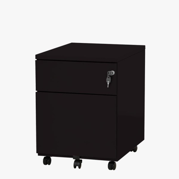 Caisson de bureau métallique - 2 tiroirs L 41.8 x H 56.7 cm - Noir