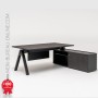 Bureau de direction Haut de Gamme + meuble - Chêne noir 1.80 à 2m Vega