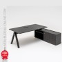 Bureau de direction Haut de Gamme + meuble - Chêne noir 1.80 à 2m Vega