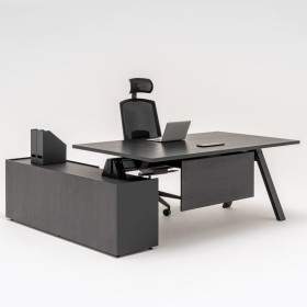 Bureau / Table de direction Italien Haut de gamme Noir - 2.40 à 3.60m