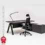 Bureau de direction Haut de Gamme + meuble - Chêne noir 1.80 à 2m Vega
