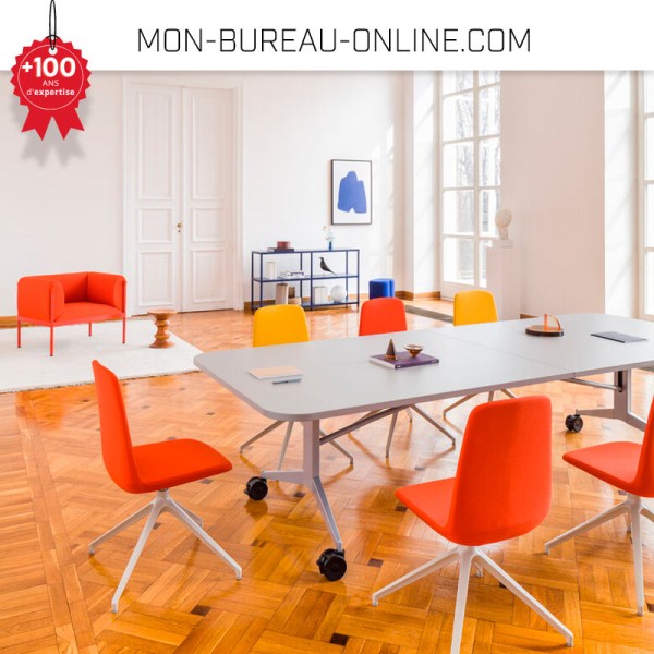 Table de réunion pliante sur roulettes pour 12 personnes