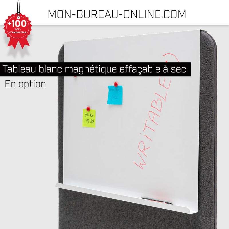 Séparateur Acoustique Pour Bureau Double Moteur Duo 2x2 - Noir, 140x80 Cm, Tissu épais 2 Cm