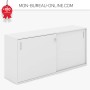 Armoire basse de bureau à portes coulissantes - Blanc