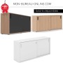 Armoire de bureau à portes coulissantes - H. 72 cm - Blanc - OSLO