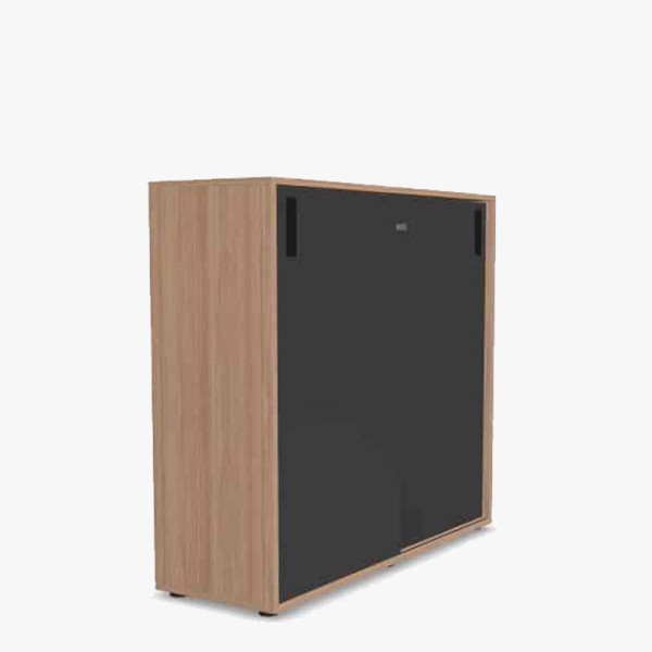 Armoire de bureau à portes coulissantes - H. 107.5 cm - Anthracite