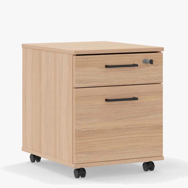 Caisson de bureau - 2 tiroirs - L 41.50 x H 51 cm - Chêne ambré - Madera