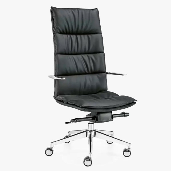 Fauteuil de bureau en cuir et vérin à gaz réglable