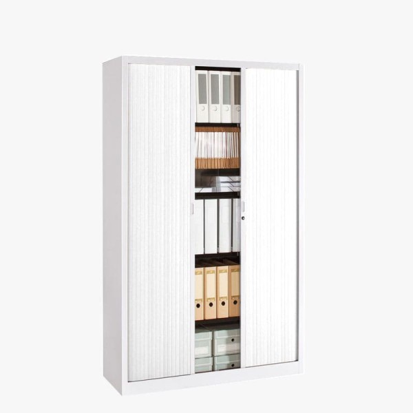 Armoire blanche de bureau à rideaux