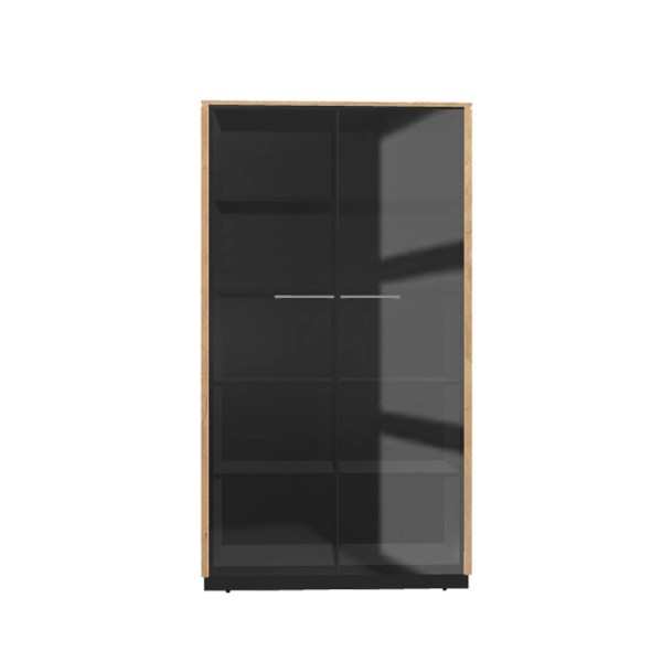 Bibliothèque Vitrée 180 Cm Haute - Étagère Avec Portes En Verre & Tiroirs - Meuble Rangement Bureau Salon - Modulable A+B (Blanc)