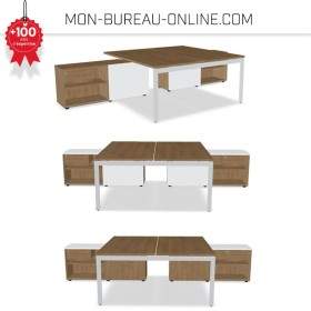 Bureau double avec meuble de rangement