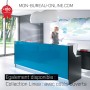 Banque d'accueil d'angle + PMR en verre trempé - Lumineuse L 2.45 à 2.65 m - Linea