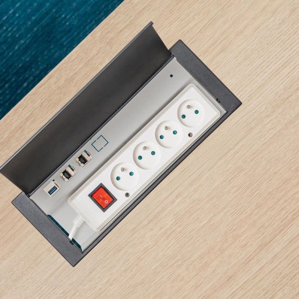 Médiabox 7 prises pour bureau et table - M14