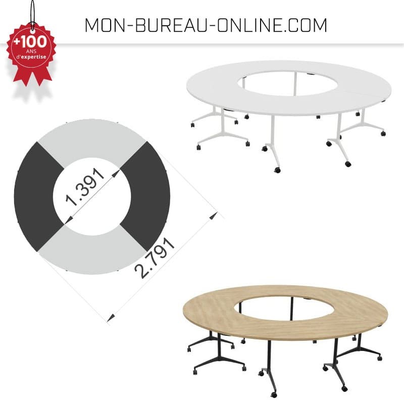 Table de réunion pliante - Forme ronde sur roulettes - Revi Top tarif
