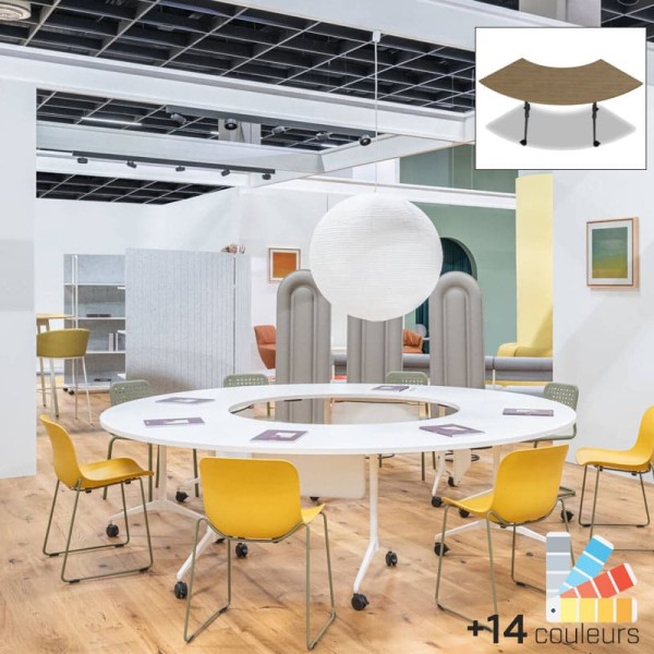 Table / plateau modulable pliante sur roulettes - Courbe - Revi