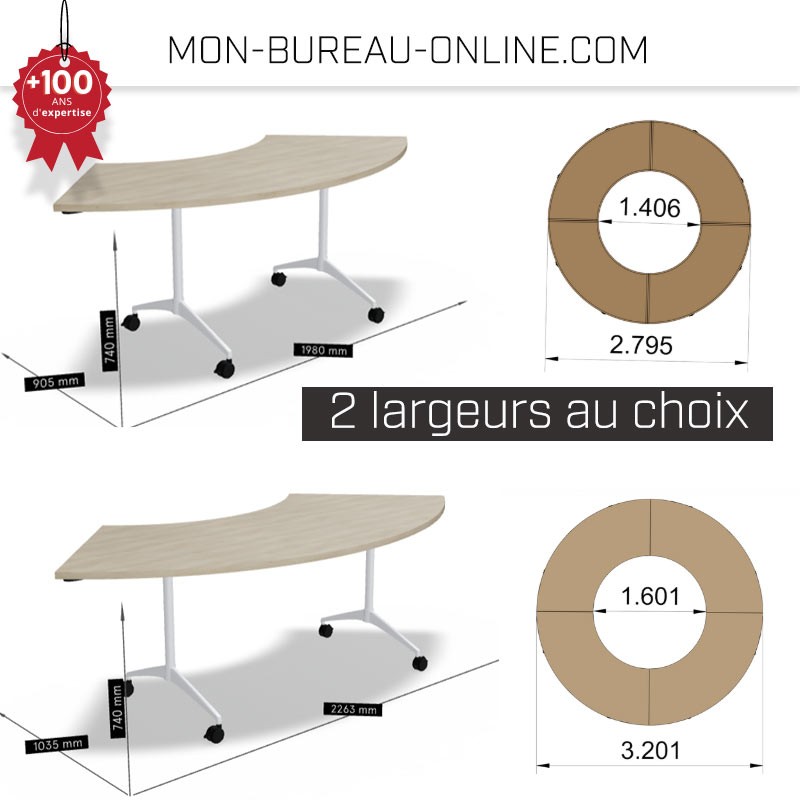 Table de réunion pliante - Forme ronde sur roulettes - Revi Top tarif