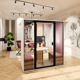 Cabine acoustique 2 personnes avec fond vitré