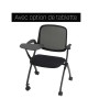 Chaise visiteur pliable avec accoudoirs sur roulettes