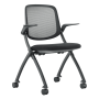 Chaise visiteur pliable avec accoudoirs sur roulettes