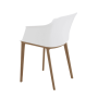 Fauteuil visiteur blanc et pied bois