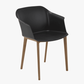 Fauteuil visiteur noir et pied bois