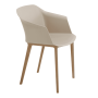 Fauteuil visiteur taupe et pied bois