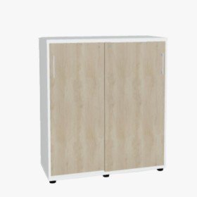 Armoire bureau mi-haute à portes coulissantes - 3 niveaux - L. 100 cm