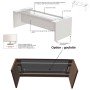 Bureau de direction Haut de Gamme - Insert cuir et Voile de fond - L 2.04 à 2.64m - Elina