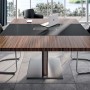 Table de réunion 4 personnes avec insert en cuir - L 1.40m - Aura