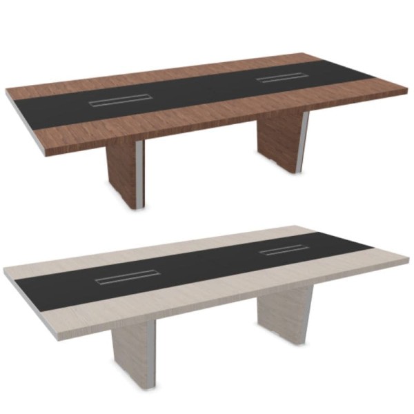 Table de réunion 10 personnes avec insert en cuir