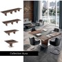 Table de réunion 12 personnes avec insert en cuir - L 5.61m - Aura