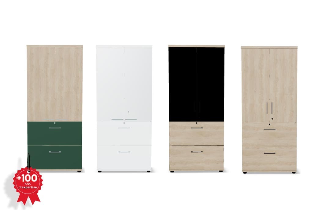Armoire haute avec 2 tiroirs pour dossiers suspendus