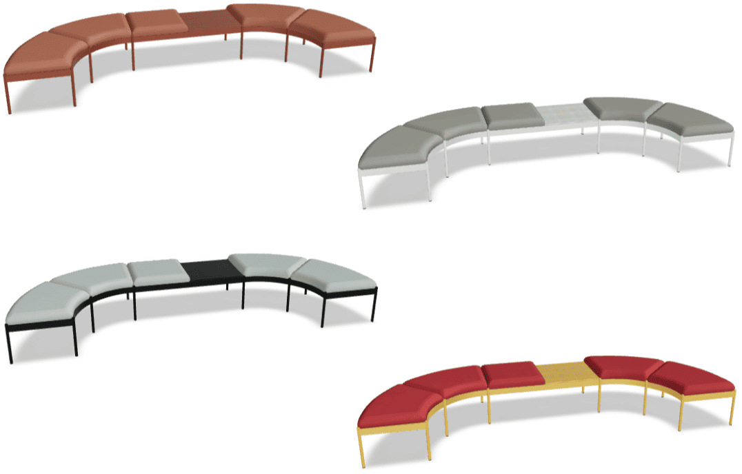 Banquette / banc d'accueil avec 1 plateau pour 5 personnes